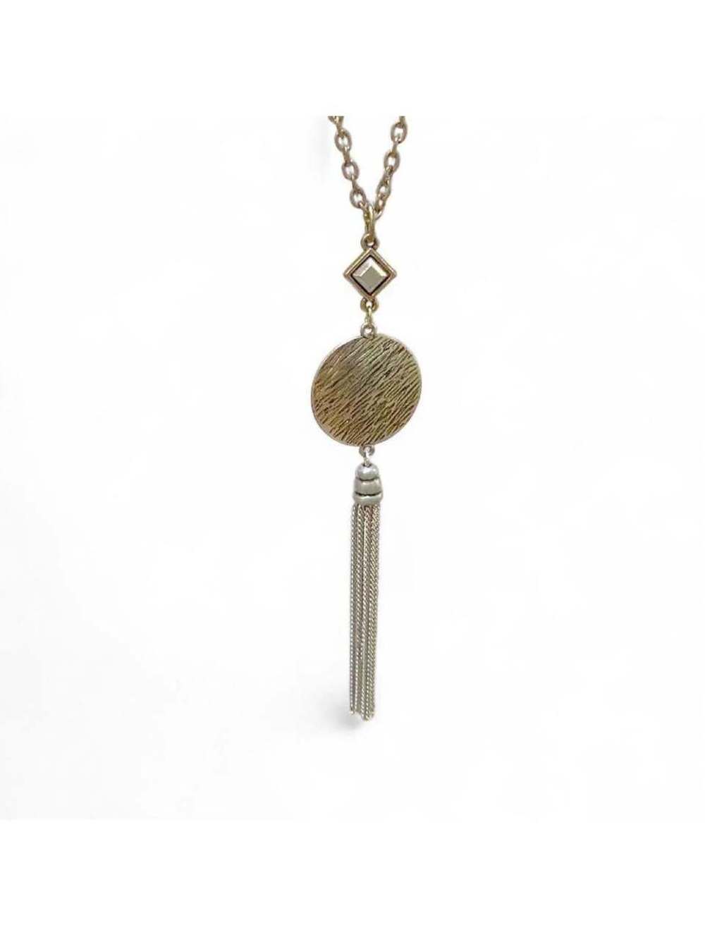 Long Gold-Toned Tassel Pendant Necklace